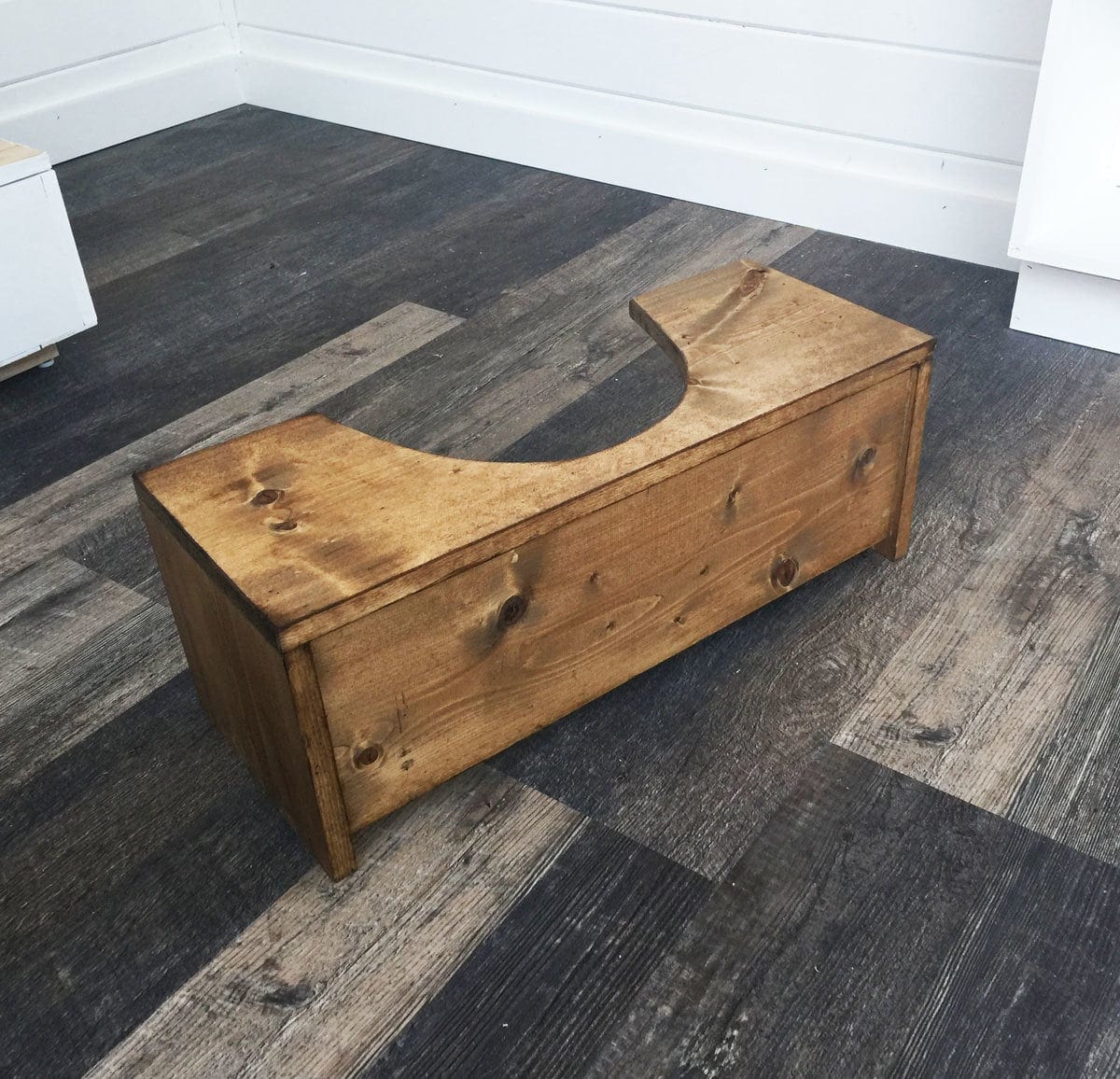 Simple wooden squatty potty footstool