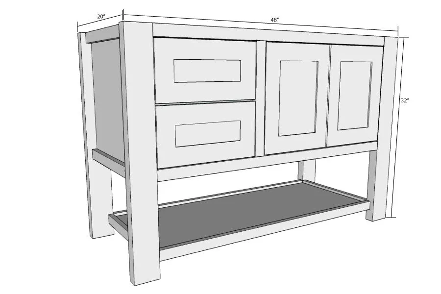 Mission Style Open Shelf Bathroom Vanity — step photo 18