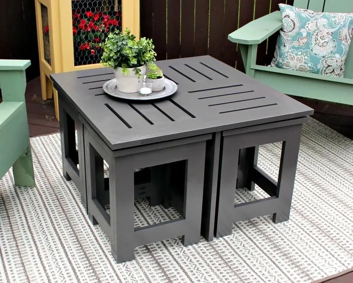 Outdoor Coffee Table with 4 Hidden Side Tables — step photo 32