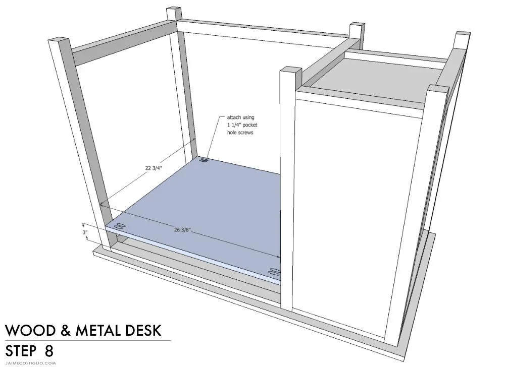 Wood and Metal Desk — step photo 13